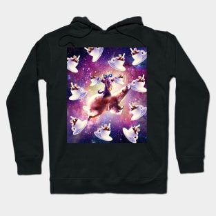 Thug Space Cat On Polar Bear Unicorn - Coffee Hoodie